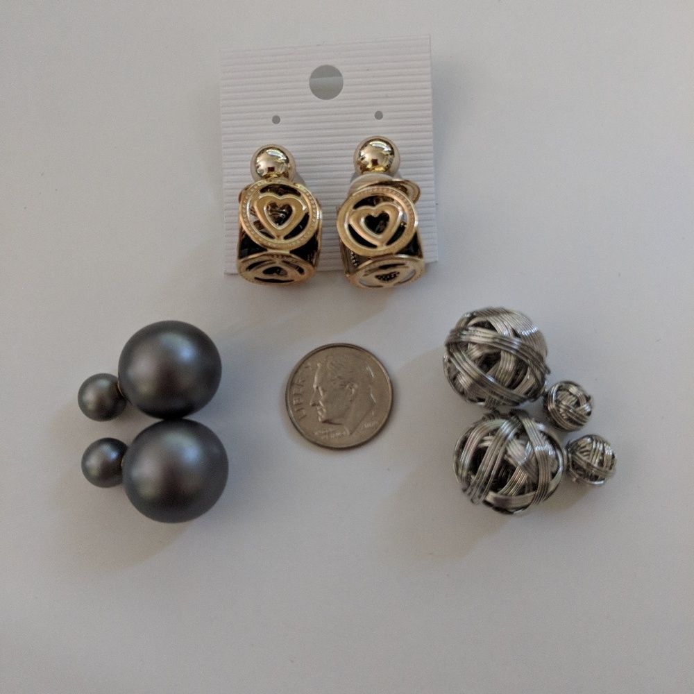 🎉2xHP🎉 Red Stone Double Sided Gold Stud Earrings - Picture 2 of 2